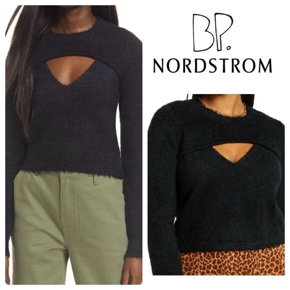 NWOT Nordstrom BP Black Fuzzy‎ Sweater Set -- 1X - Picture 1 of 13